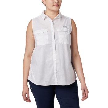 Dámské Tričko Columbia PFG Bonehead Stretch Sleeveless Plus Size Bílé GVWCZO295